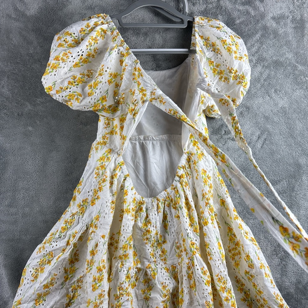 Jessica Simpson White and Yellow Floral Kids Dress